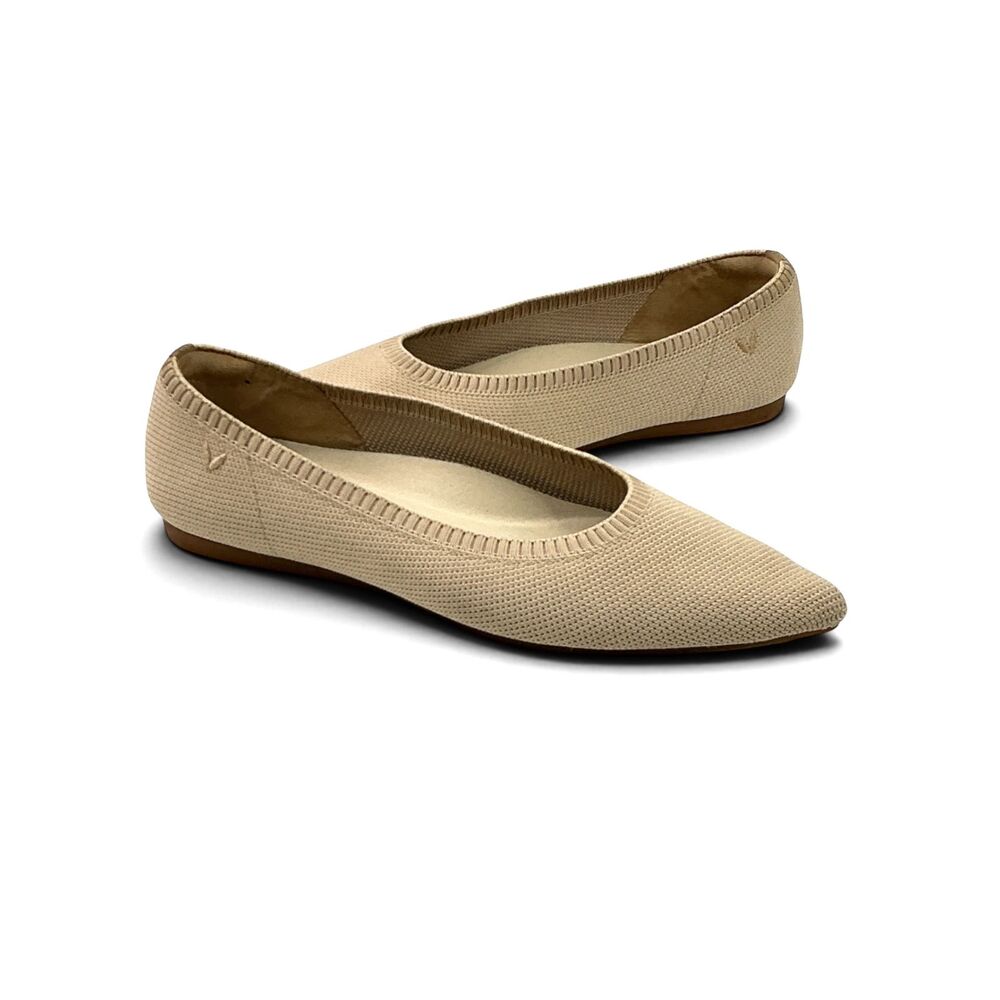 VIVAIA Women's Aria Pointed-Toe Ballet Flats Women's Size 8.5 Almond Beige